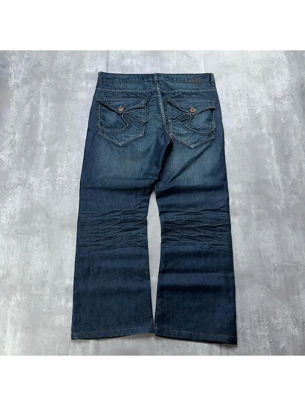 Y2K Dark Wash Request Grunge Bootcut Skater Denim Jeans